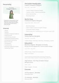 a resume template with a green background