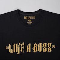 a black t - shirt with gold lettering that says like a boss